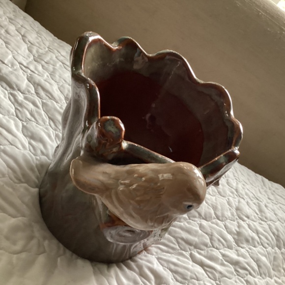 VINTAGE POTTERY TREE TRUNK & BIRDS PLANTER - Picture 13 of 15